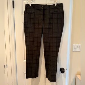 NWT Michel Studio Carson Printed Grey Plaid Straight Leg Pants - Size 18